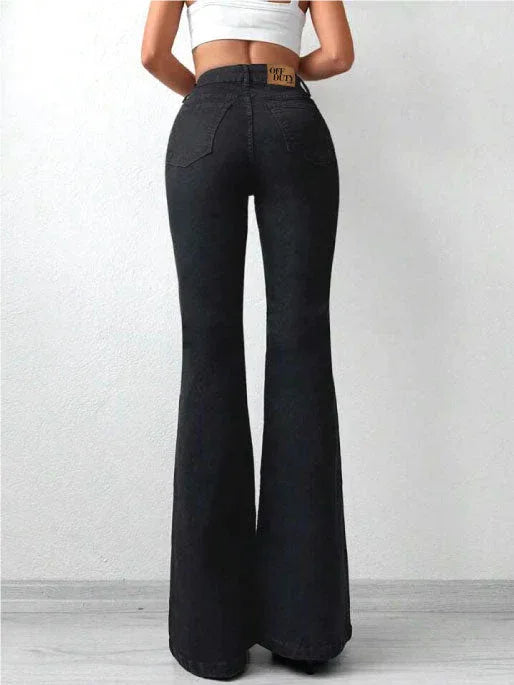 Black Bootcut Flare High Waist Jeans - UrbanClubCo.